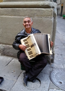 An accordian player in Florence.