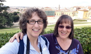 Kerry and Maryann, at the Pitti Palace Gardens overlooking Florence